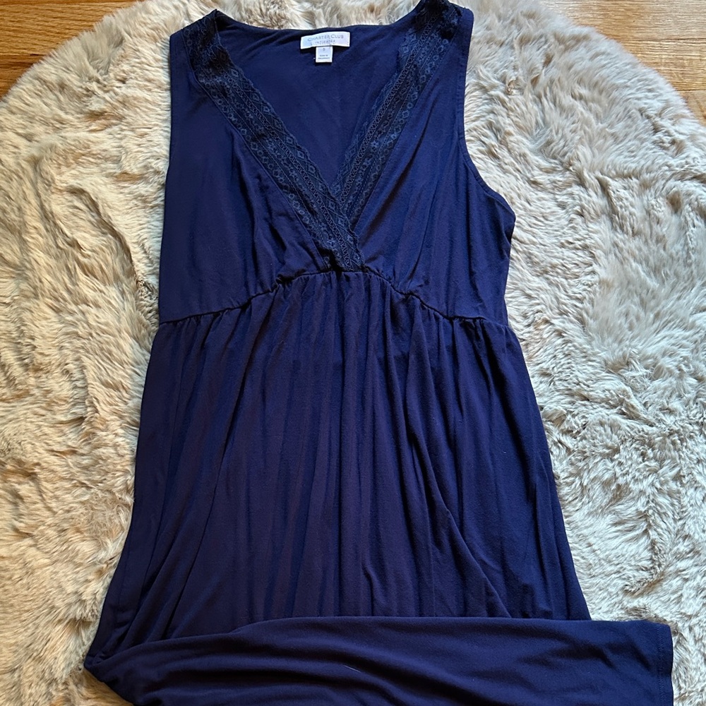 Charter Club Deep Blue Lace-Trimmed Nightgown